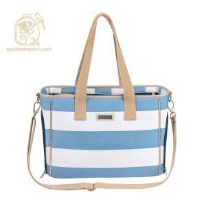 sac rayé chic pour chat avec matelas amovible