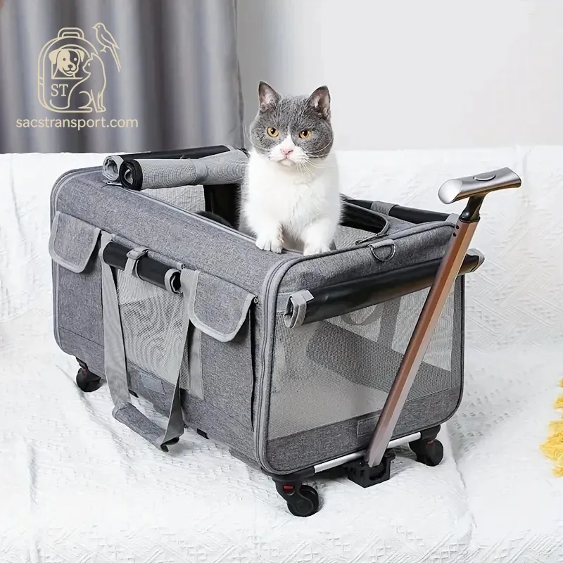 Sac Transport Grand Chat Roulettes Pliable