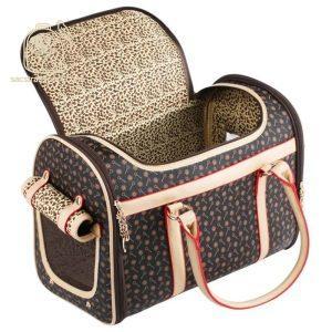 sac de transport élégant pour chien en motif léopard