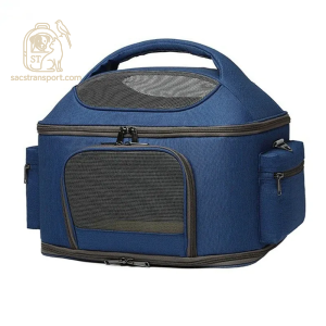Sac transport chaton cabine bleu avec maille respirante