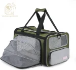 Sac transport chat avion cabine vert olive et gris