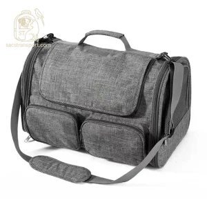 Sac de voyage chat gris bandoulière respirant