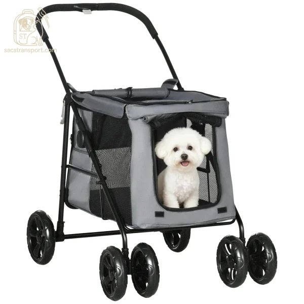Poussette chien grandes roues pliable