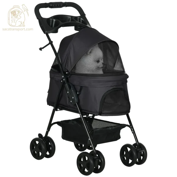 Poussette compacte et maniable pour chien