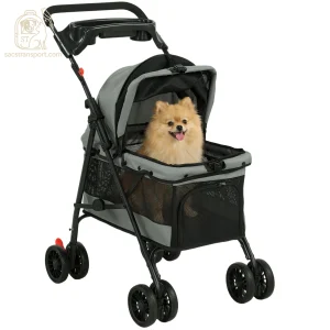 Poussette petit chien pliable noire