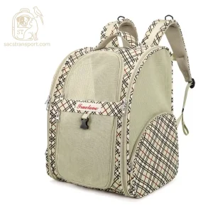 Sac à dos chat Truelove beige de profil