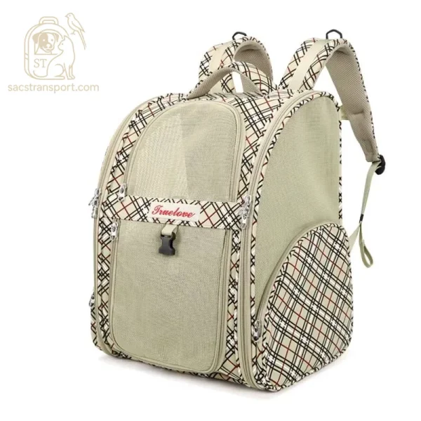 Sac à dos chat Truelove beige de profil